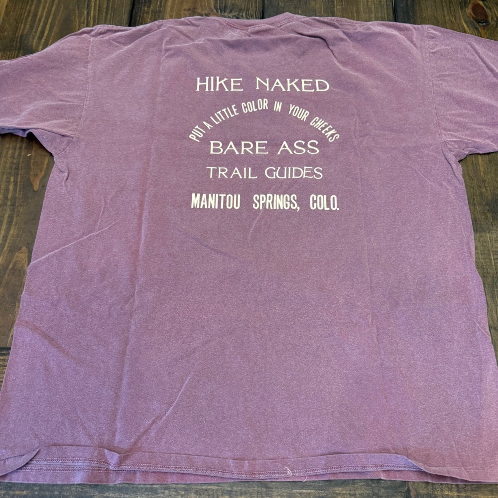 Vintage Anvil Hike Naked Bare Ass Trail Guides Colorado T-Shirt Mens XL Mauve - Picture 6 of 7